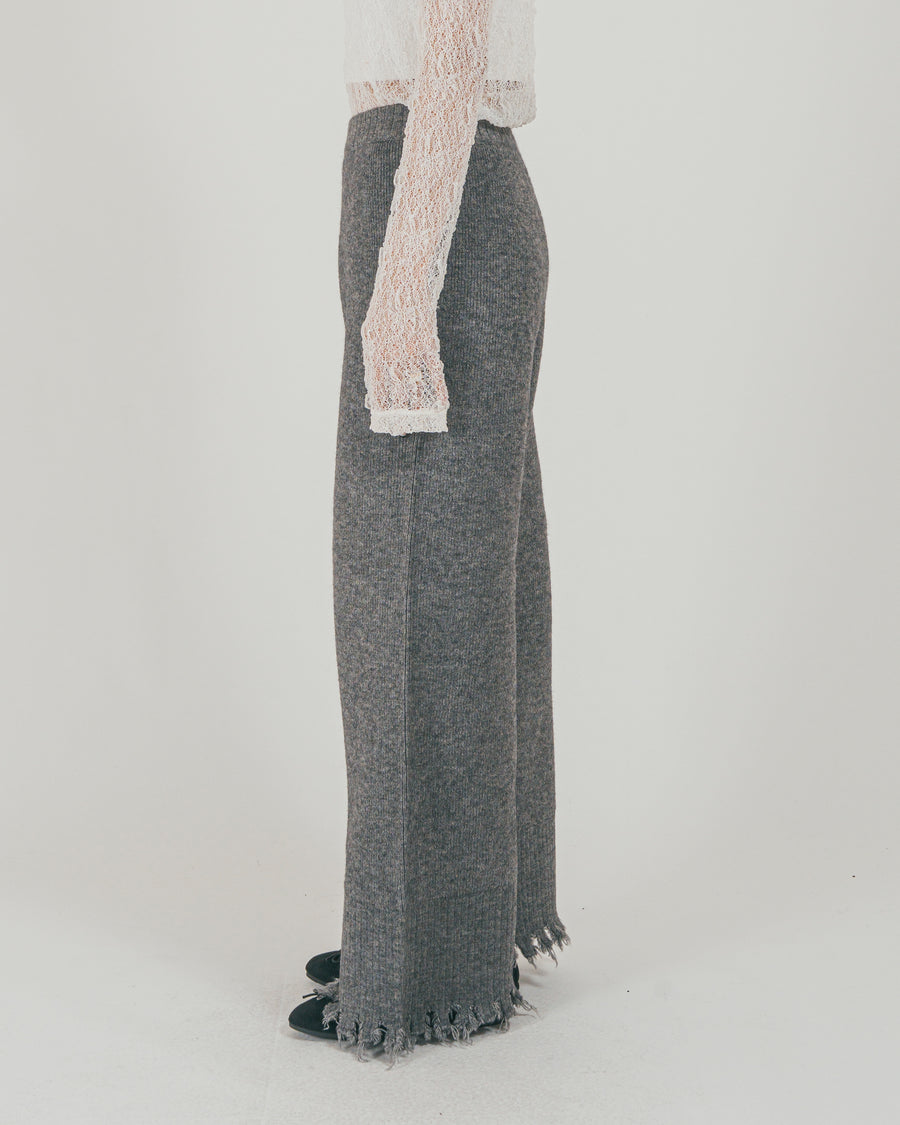 ［SET］Nuance Hem ハイネックニット + Nuance Hem ルーズニットパンツ + ストレッチレースシアートップス（3SET）
