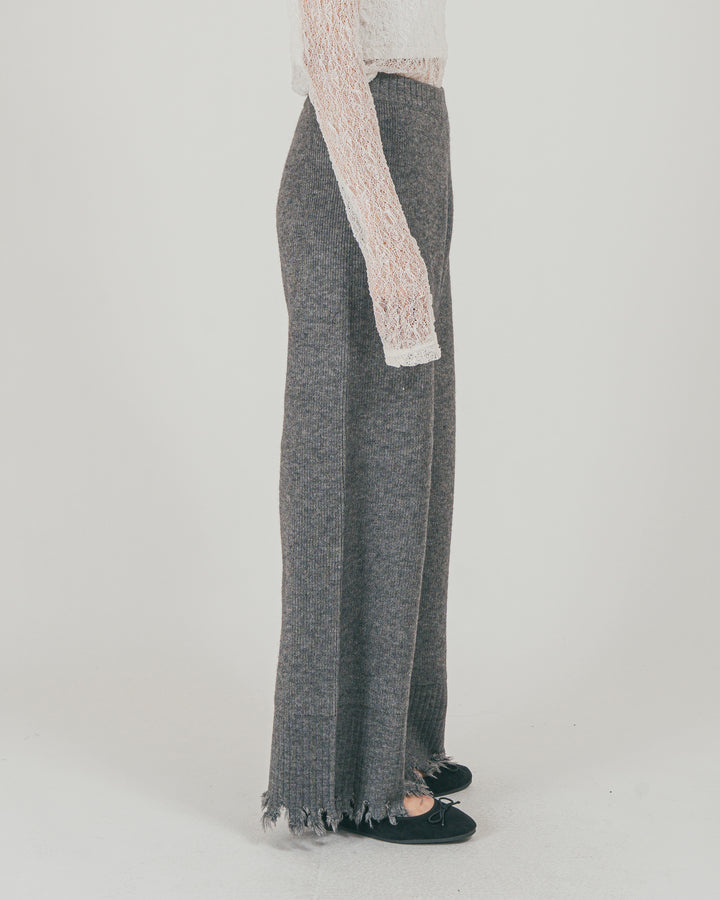 ［SET］Nuance Hem ハイネックニット + Nuance Hem ルーズニットパンツ + ストレッチレースシアートップス（3SET）