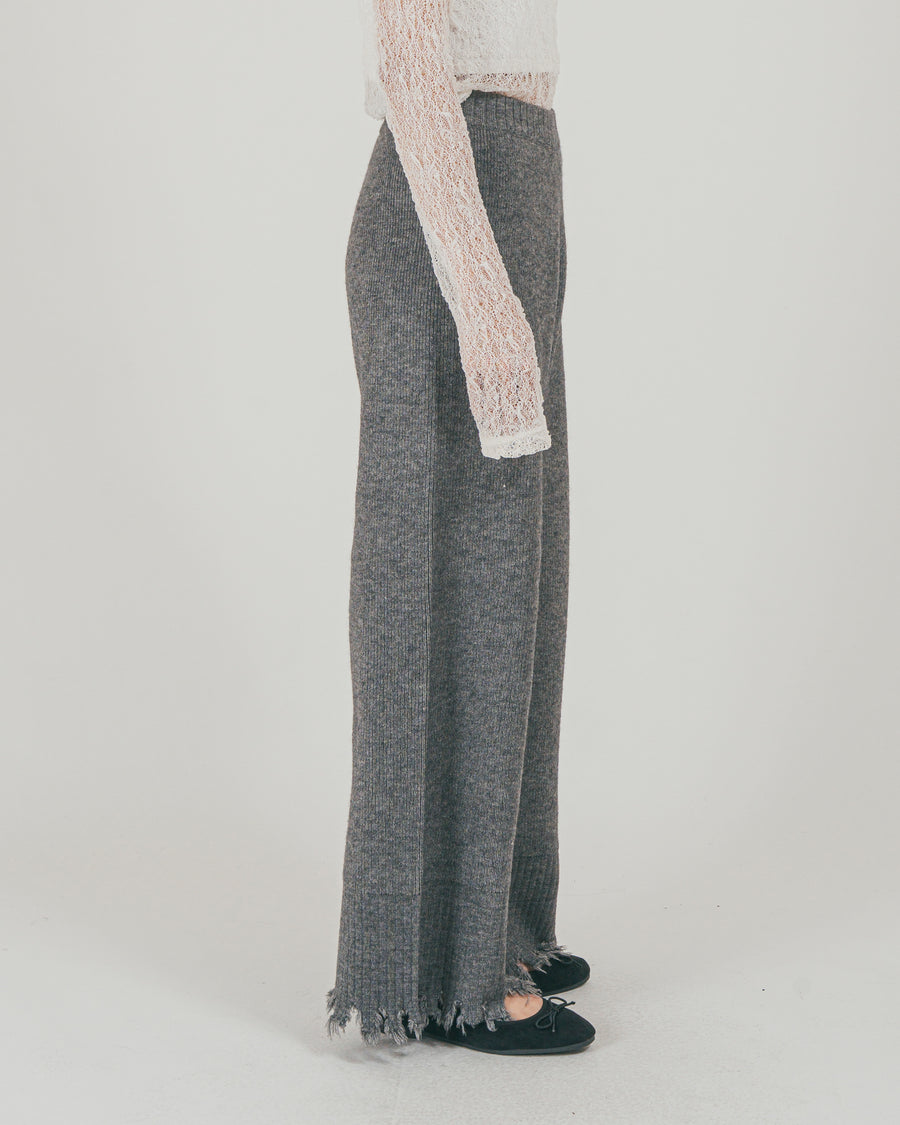 ［SET］Nuance Hem ハイネックニット + Nuance Hem ルーズニットパンツ + ストレッチレースシアートップス（3SET）