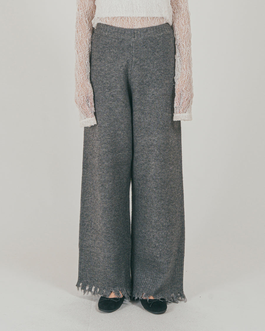 ［SET］Nuance Hem ハイネックニット + Nuance Hem ルーズニットパンツ + ストレッチレースシアートップス（3SET）