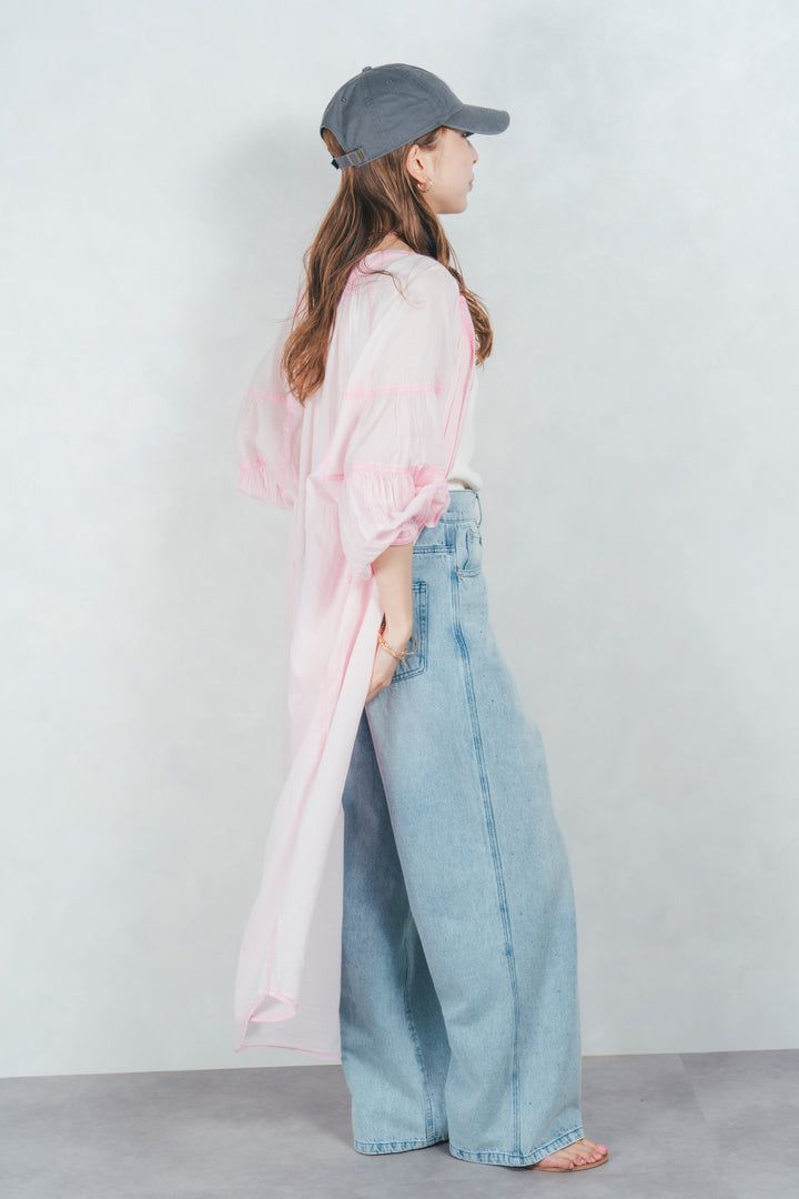 エアリーカラーシャツワンピ(FLAMINGO PINK)