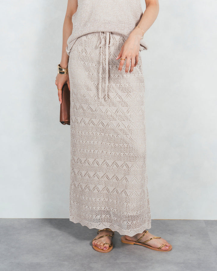 バックスリットレースニットスカート(BEIGE)