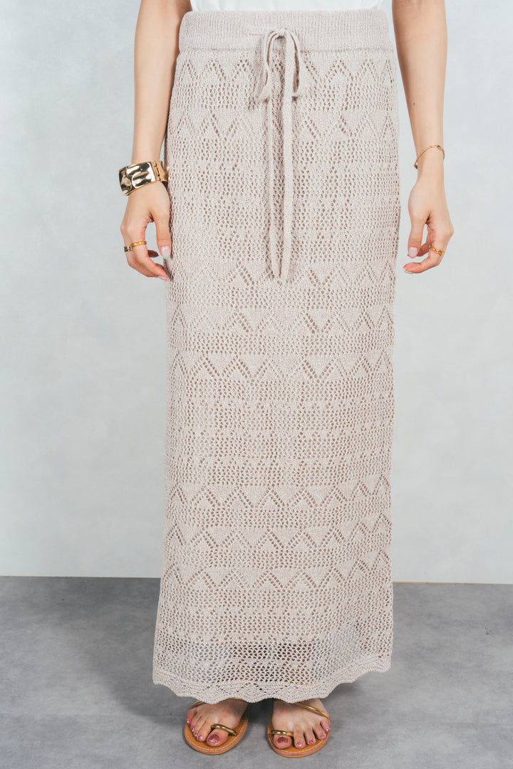 バックスリットレースニットスカート(BEIGE)