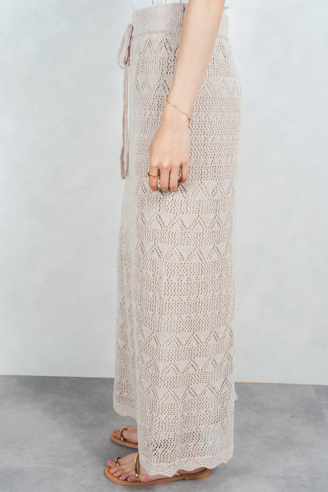 バックスリットレースニットスカート(BEIGE)