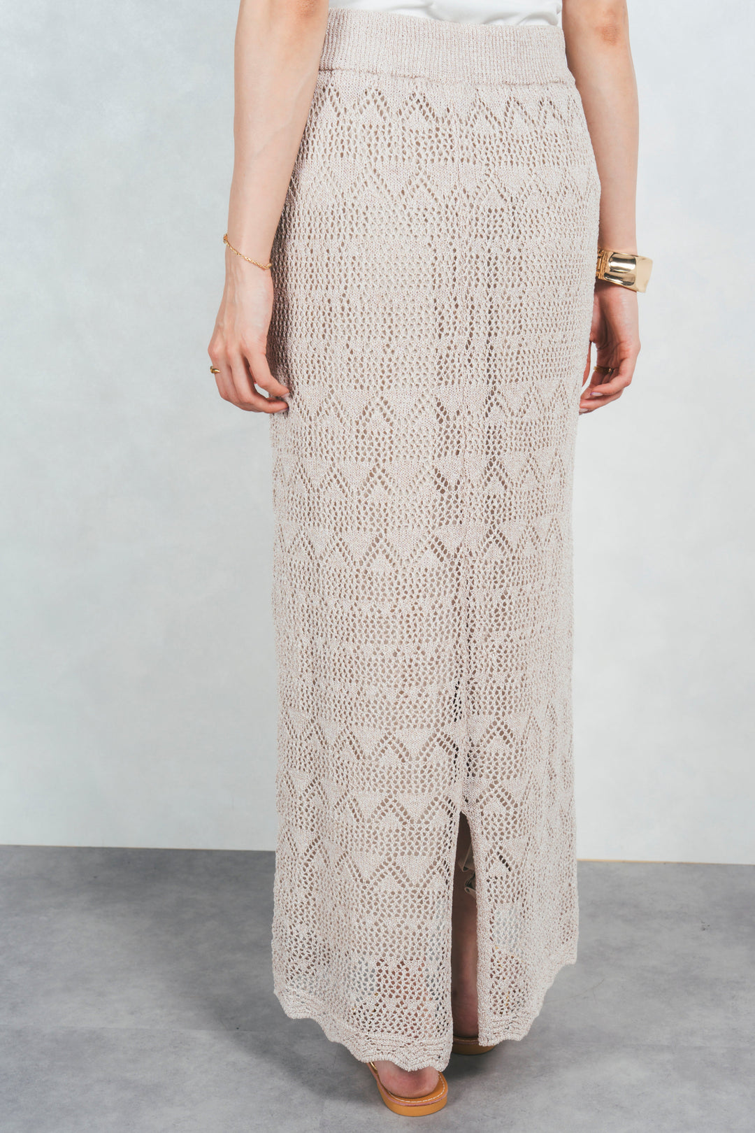 バックスリットレースニットスカート(BEIGE)