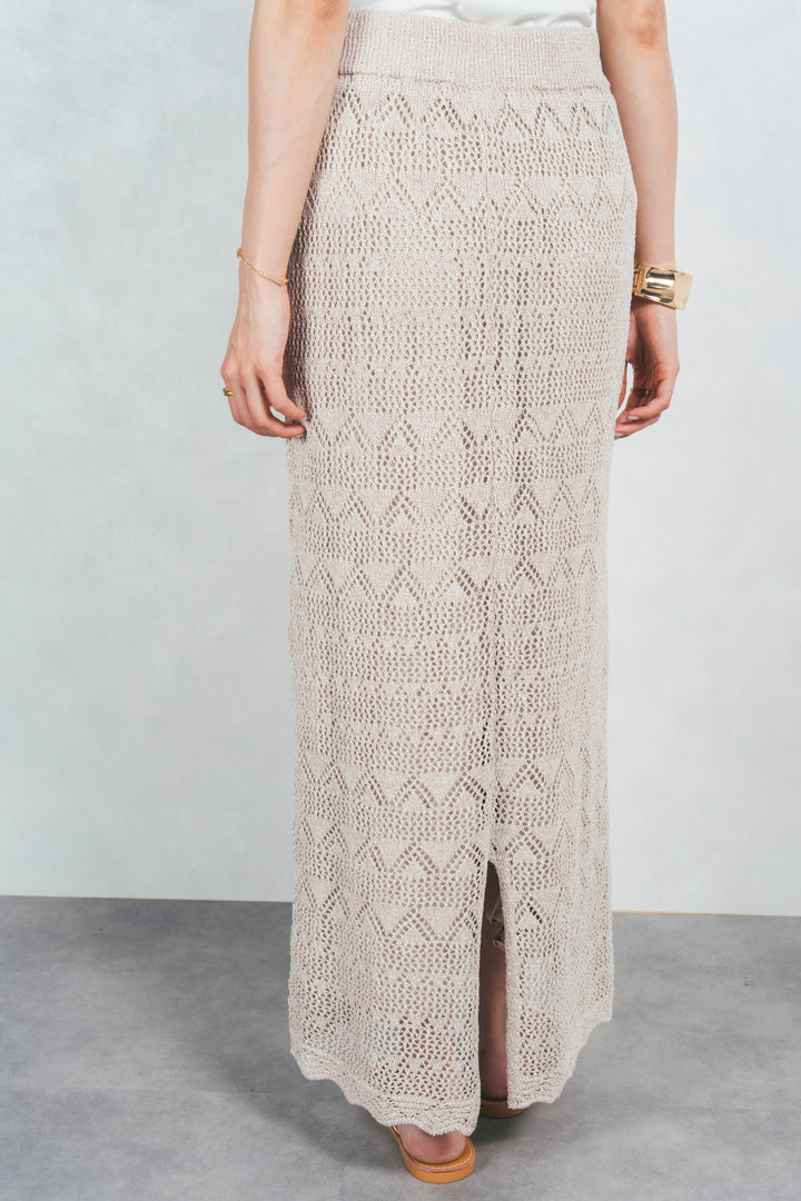 バックスリットレースニットスカート(BEIGE)