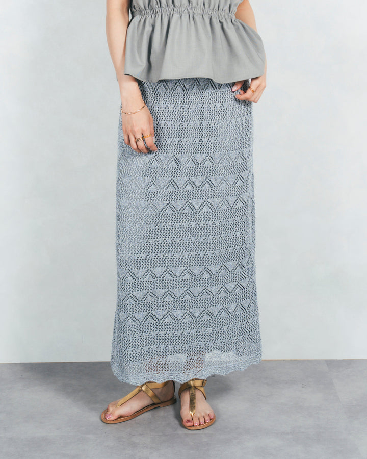 バックスリットレースニットスカート (GRAY)