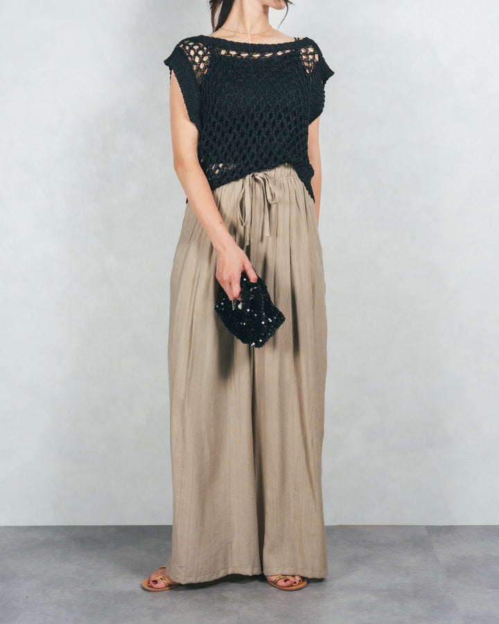 ［SET］2-Way Uネックメッシュニットベスト+［カップ付き］ヘルシーフィットリブキャミ+ワッシャーポプリンイージーパンツ（3SET）