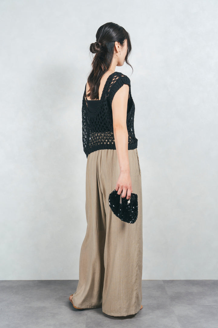 2-Way Uネックメッシュニットベスト (BLACK)