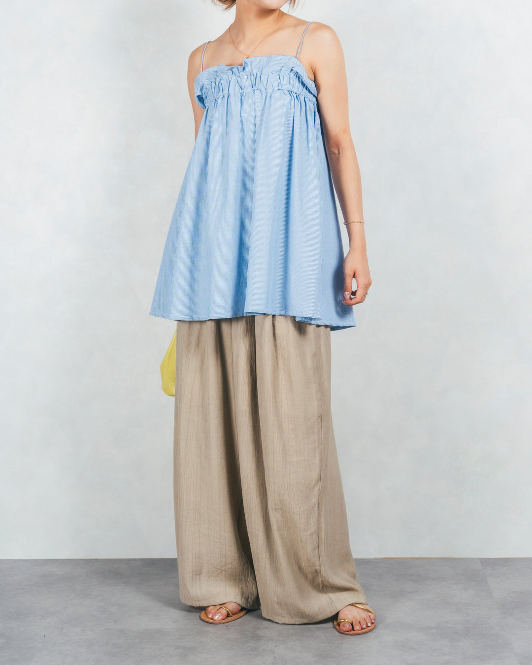 ［SET］シーストライプギャザーキャミ+ワッシャーポプリンイージーパンツ（2SET）