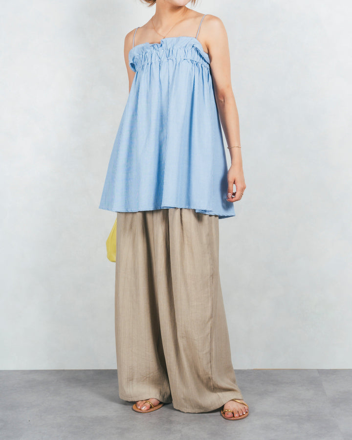 ［SET］シーストライプギャザーキャミ+ワッシャーポプリンイージーパンツ（2SET）