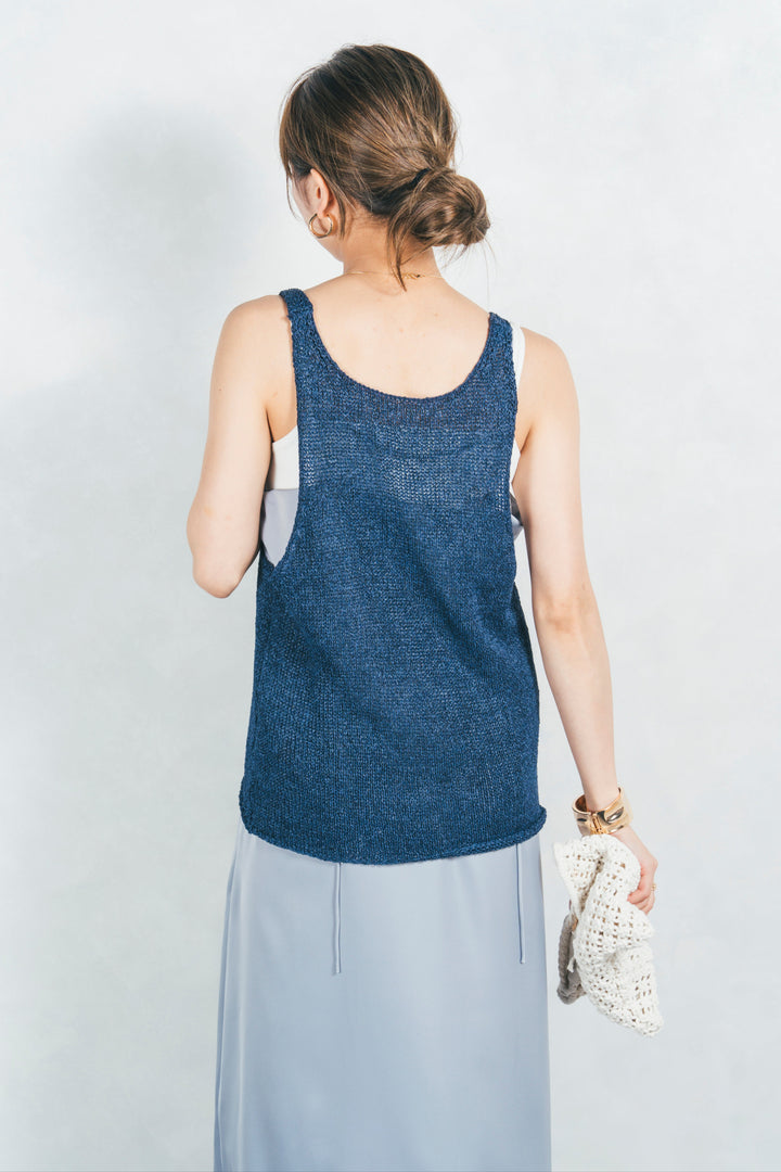 ［予約］リラックスサマーニットタンク (NAVY)
