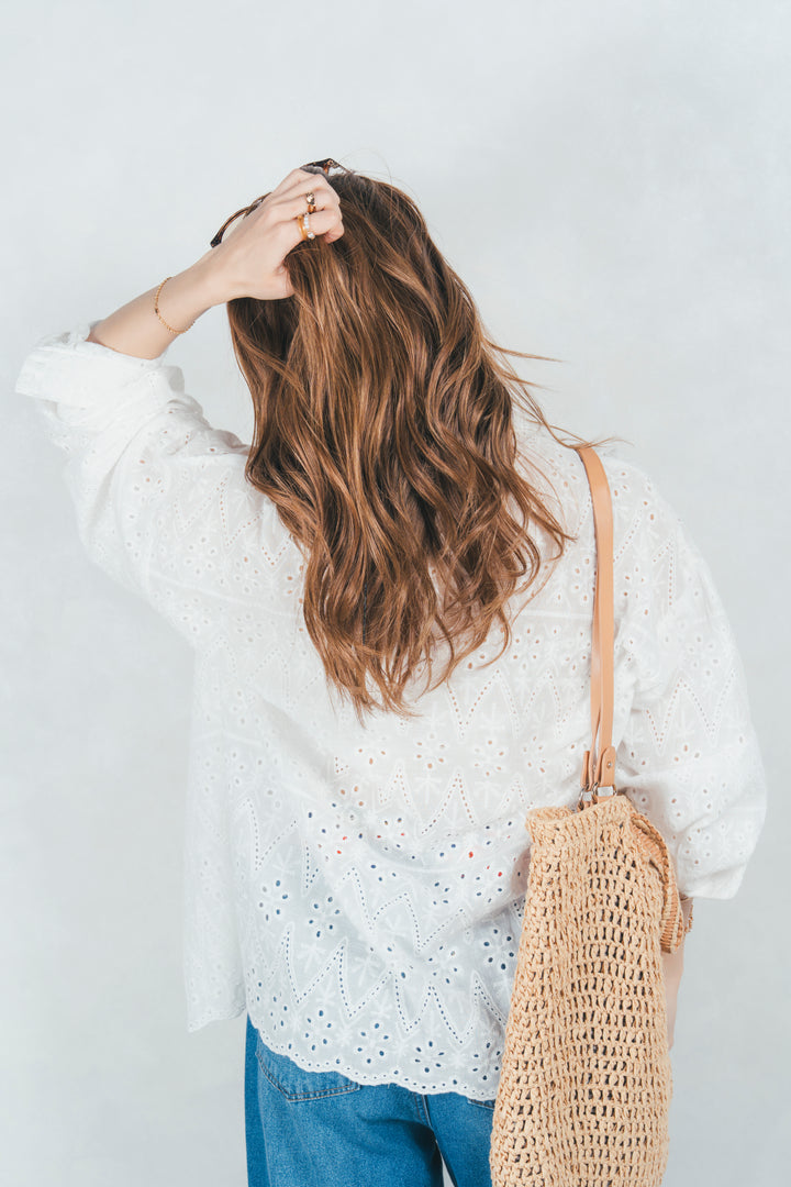 コットンフラワーレースシャツ(WHITE)