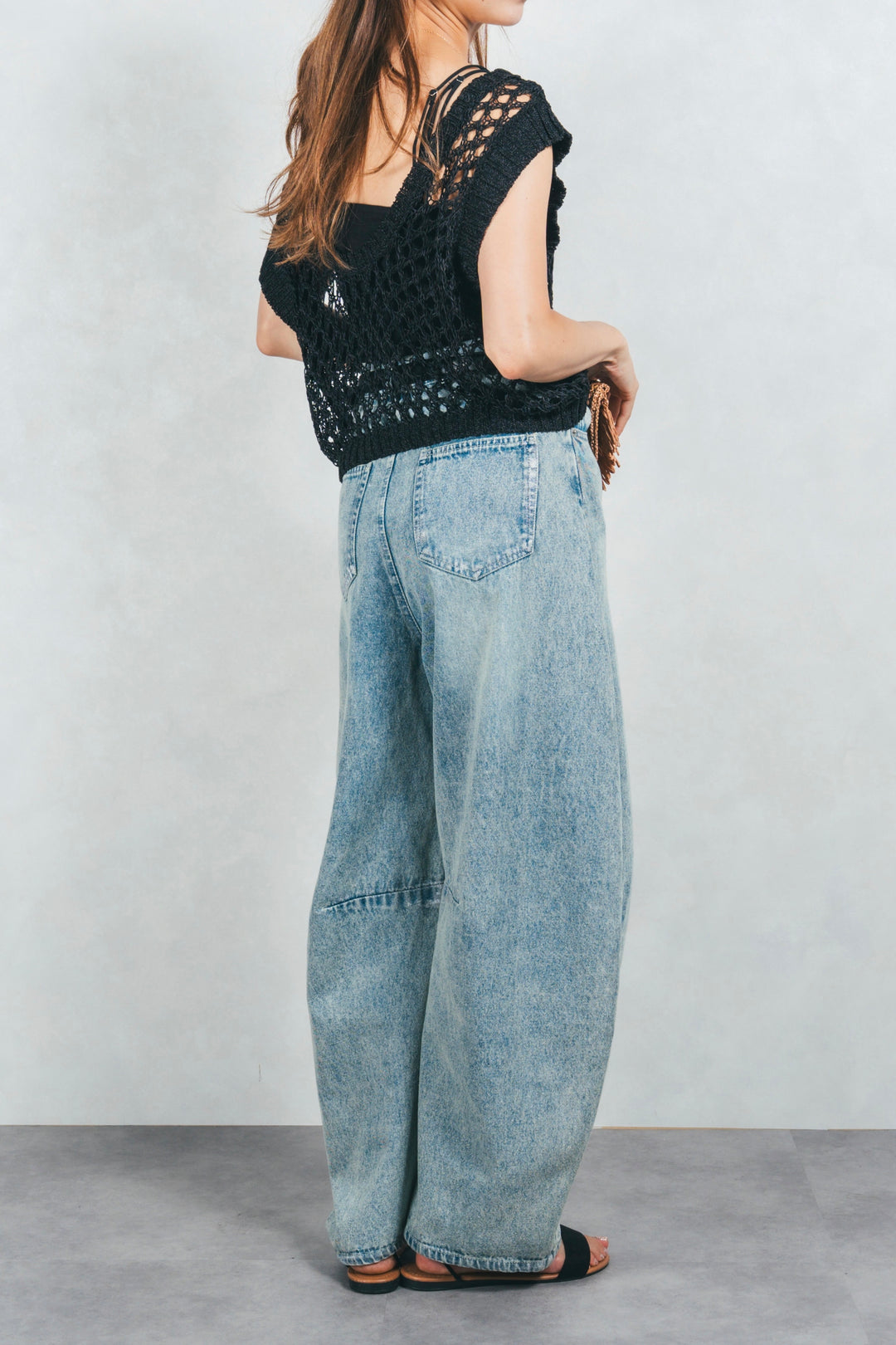 2-Way Uネックメッシュニットベスト (BLACK)
