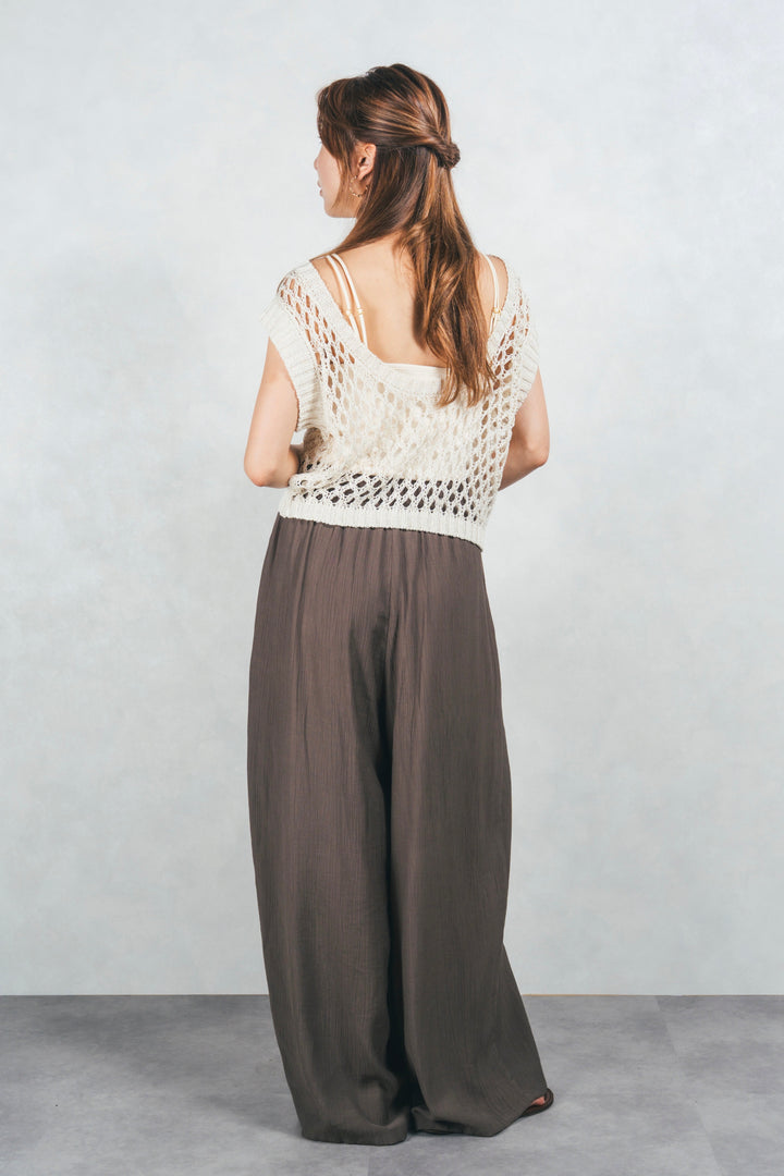 ［SET］2-Way Uネックメッシュニットベスト+［カップ付き］ヘルシーフィットリブキャミ（2SET）