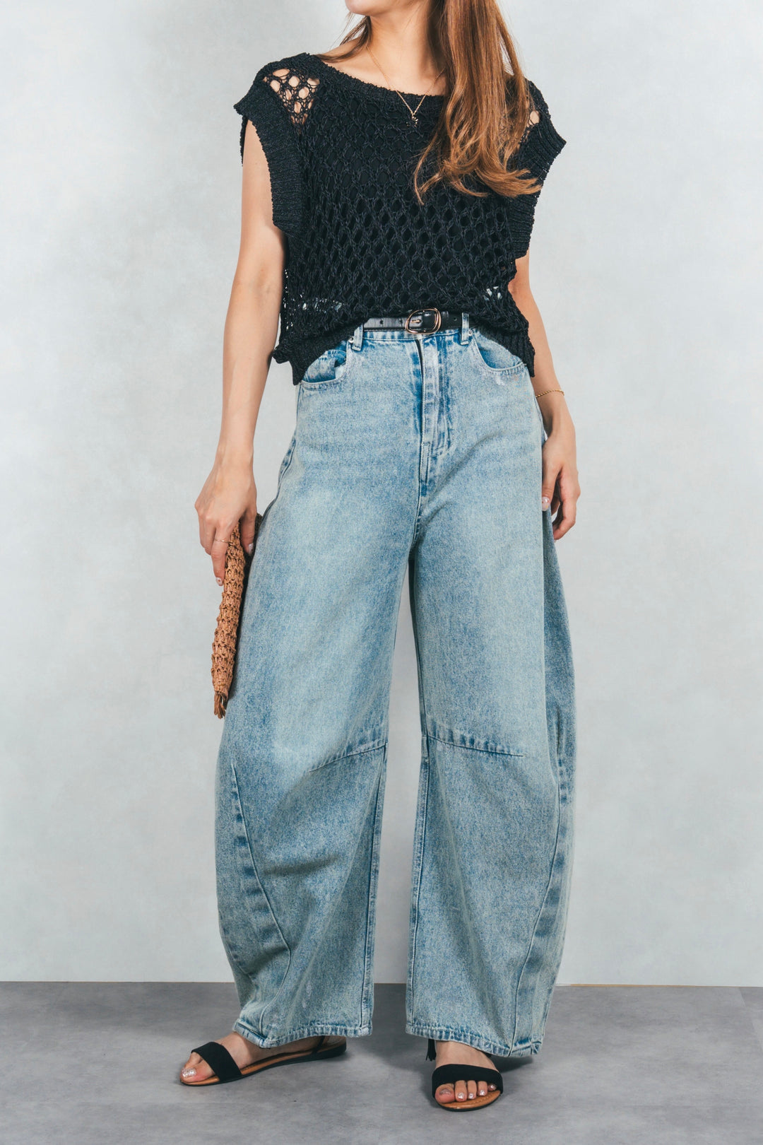 ［SET］2-Way Uネックメッシュニットベスト+［カップ付き］ヘルシーフィットリブキャミ（2SET）