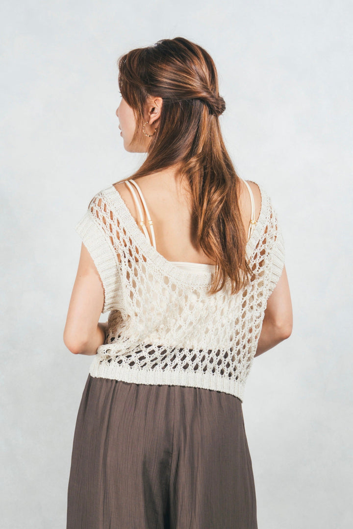 2-Way Uネックメッシュニットベスト(IVORY)