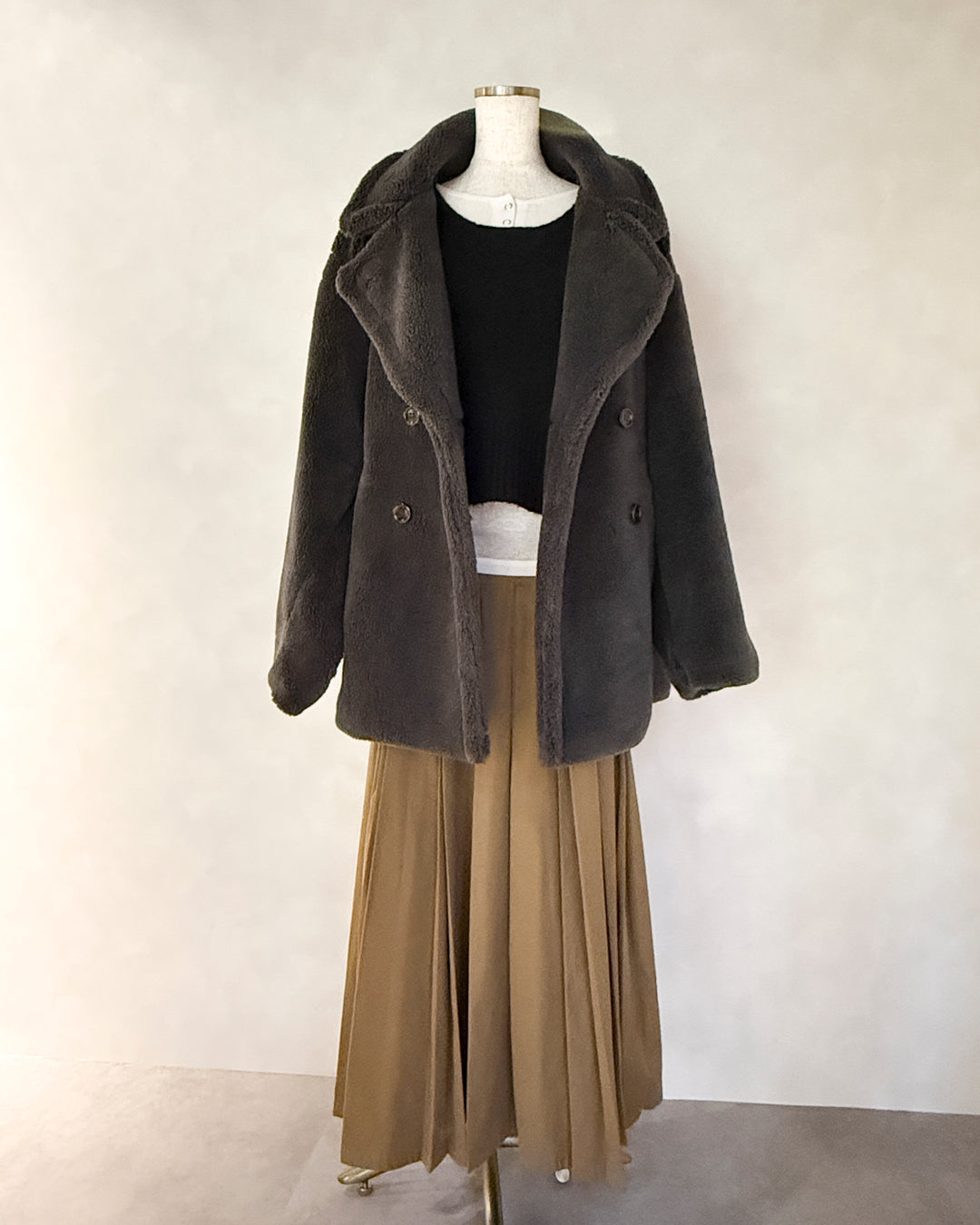 Cloudyメランジクロップドベスト (BLACK)