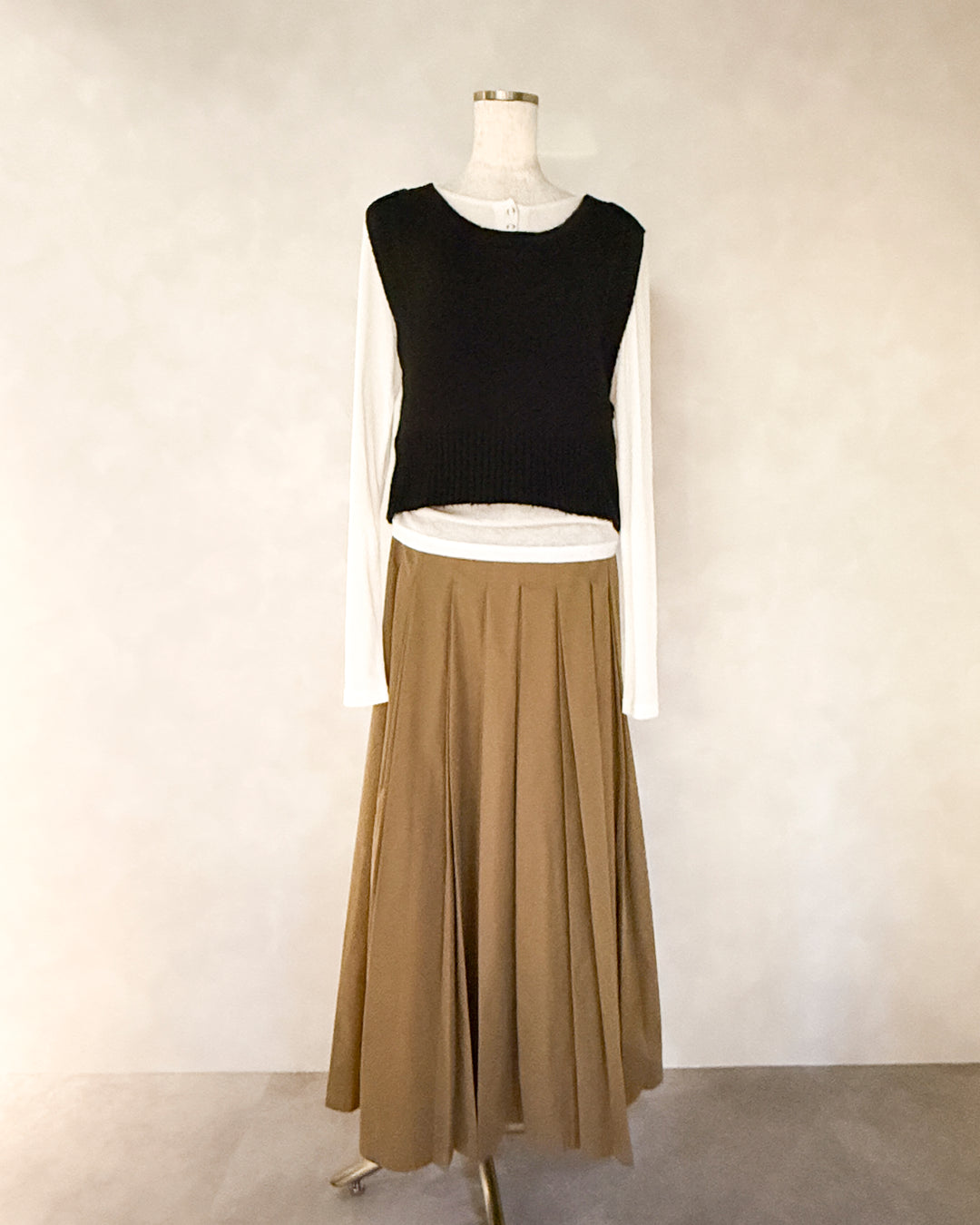 Cloudyメランジクロップドベスト (BLACK)