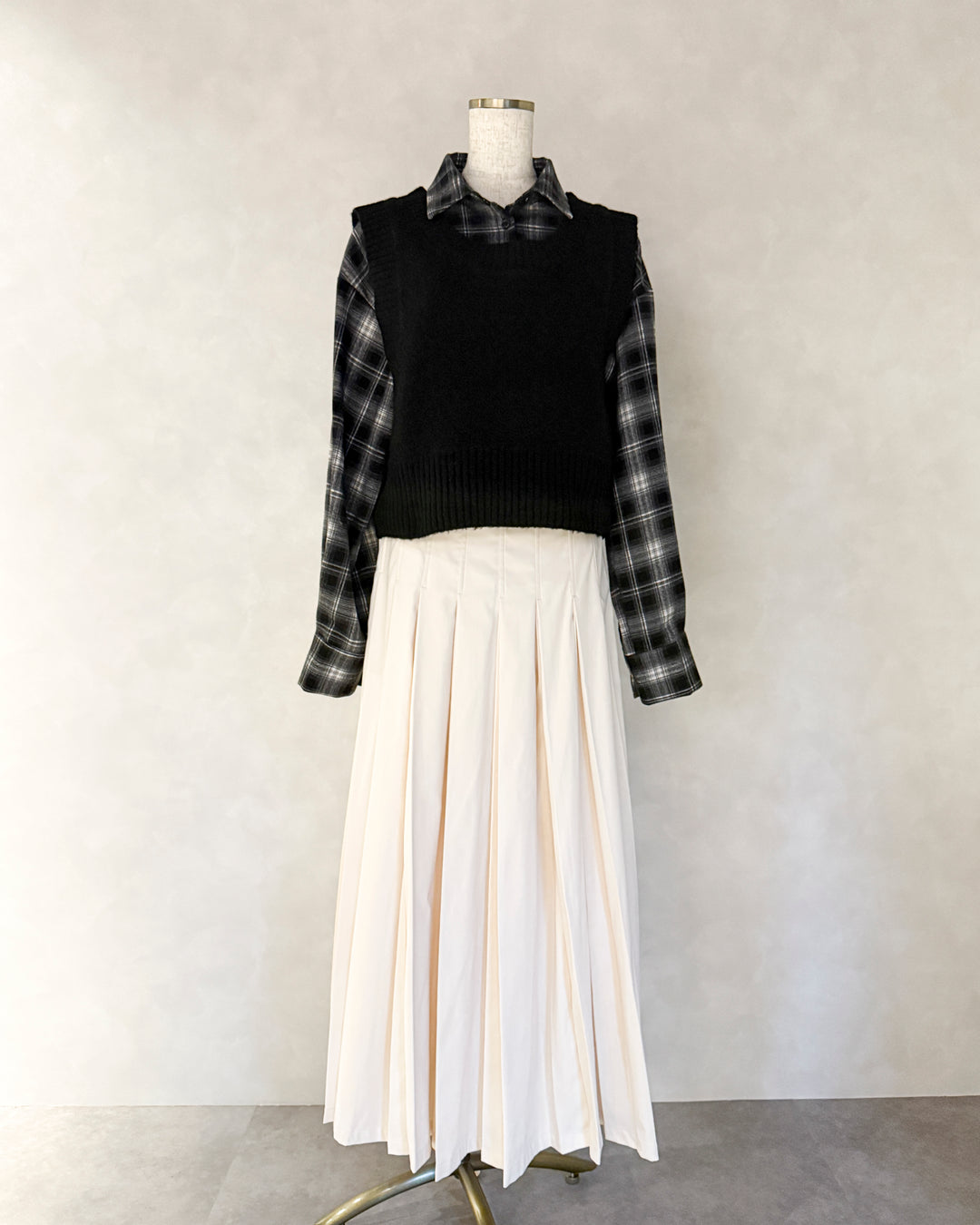 Cloudyメランジクロップドベスト (BLACK)