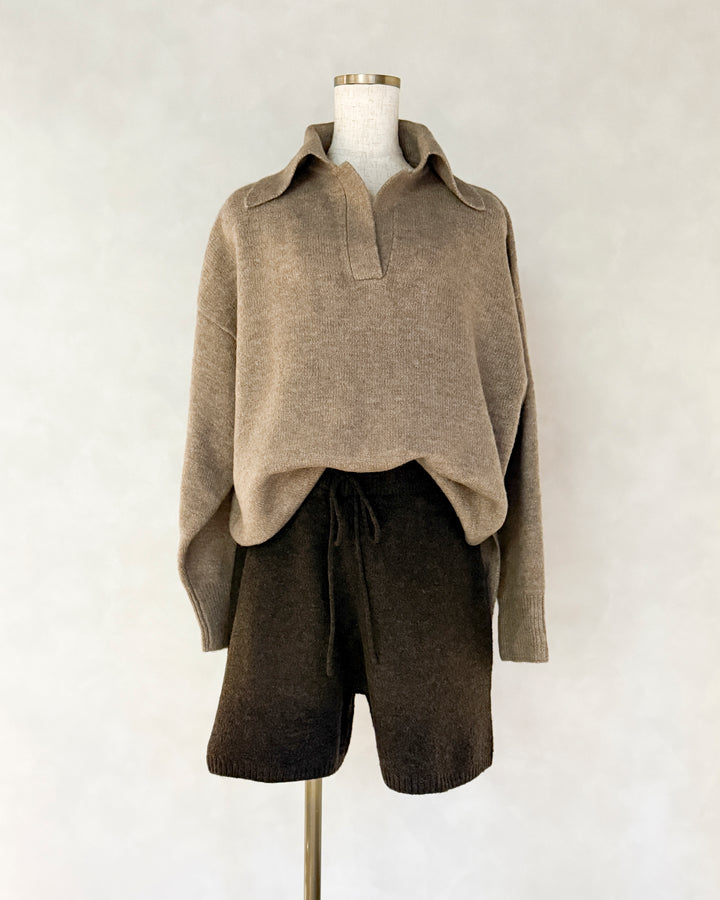 Cloudyメランジハーフパンツ (BROWN)