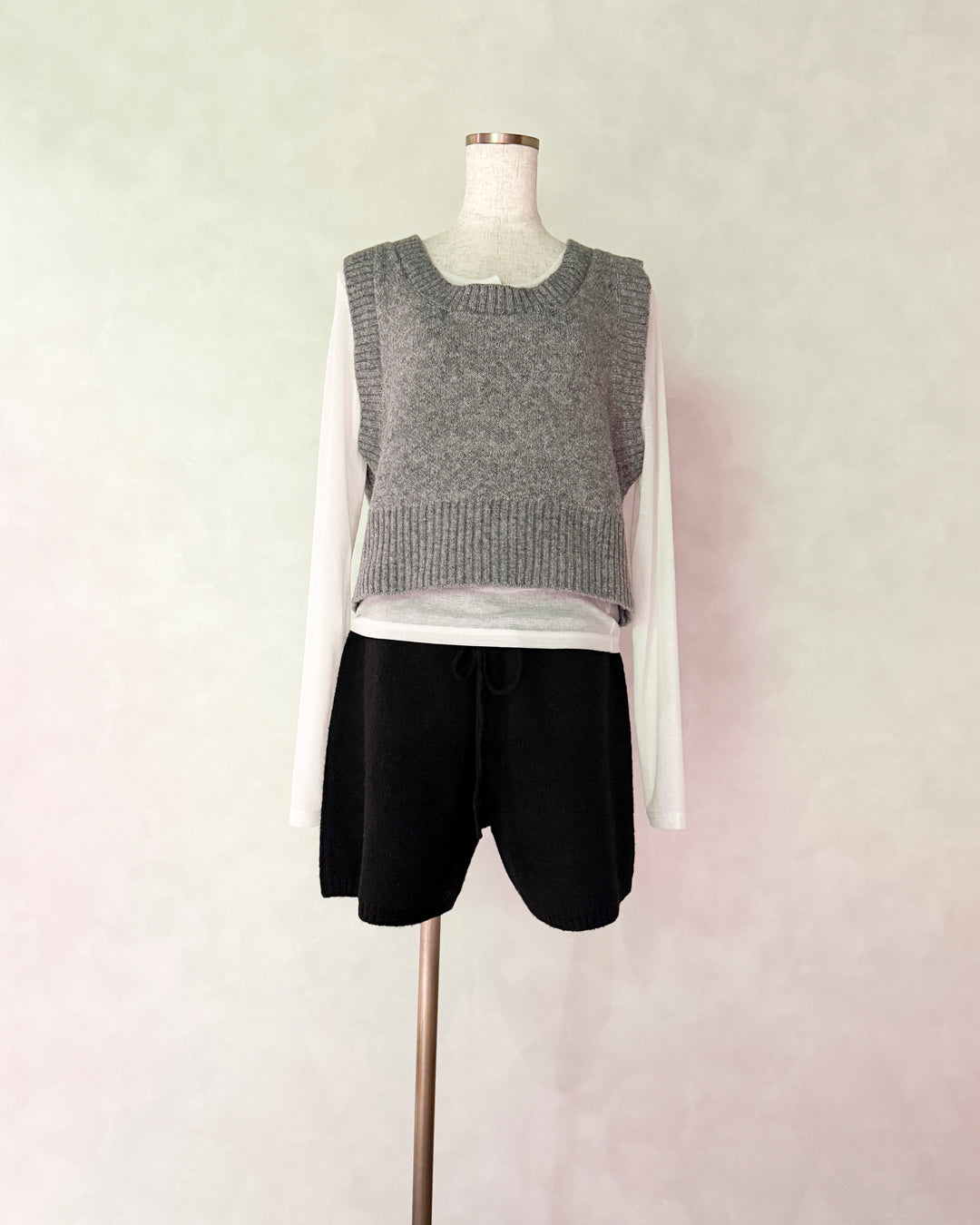 Cloudyメランジクロップドベスト (GRAY)