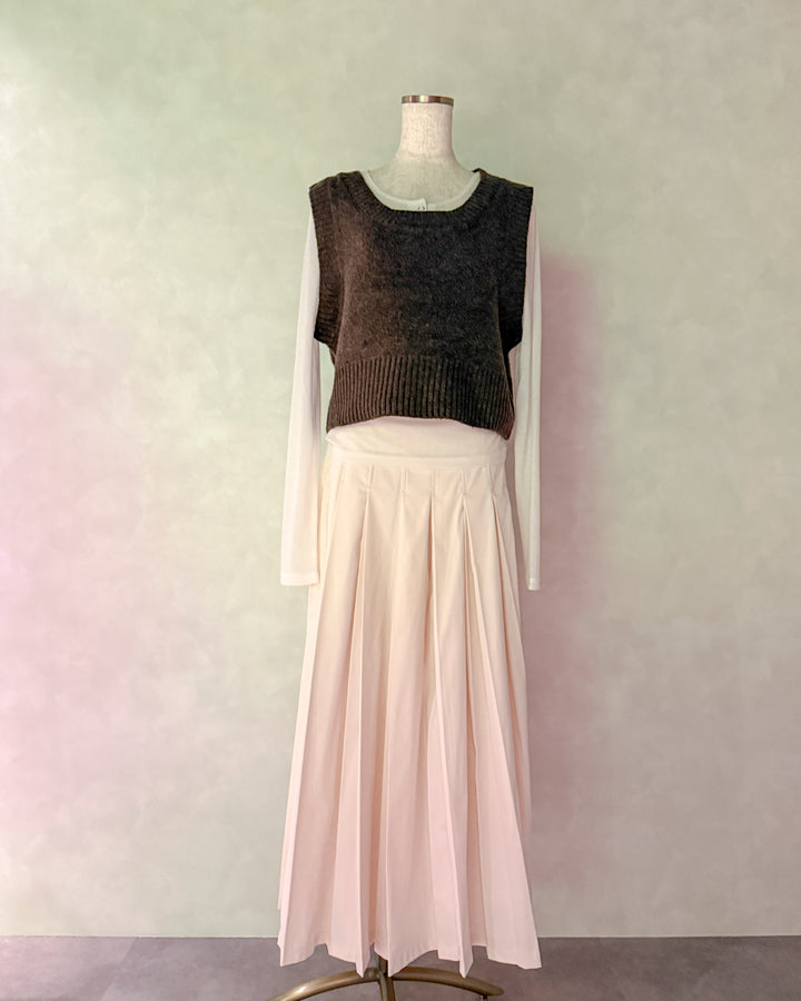 Cloudyメランジクロップドベスト (BROWN)