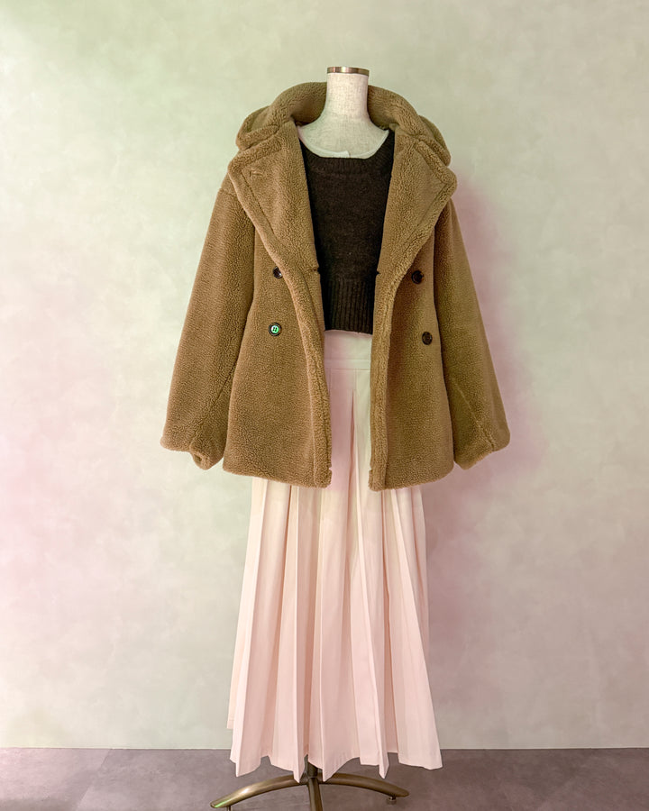 Cloudyメランジクロップドベスト (BROWN)