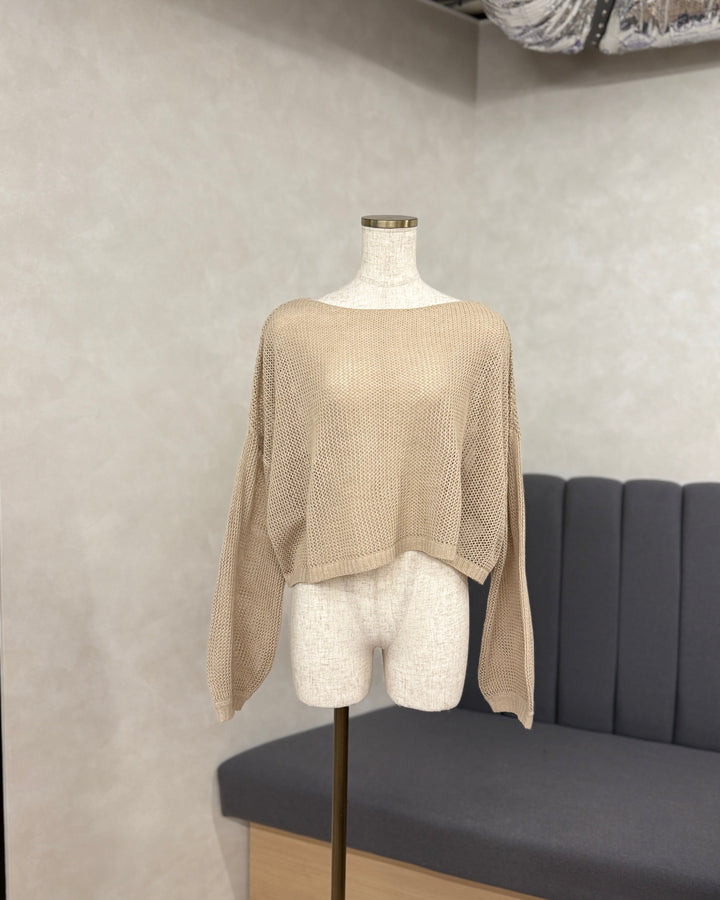 【※サンプル品】クロップドメッシュニット(BEIGE)