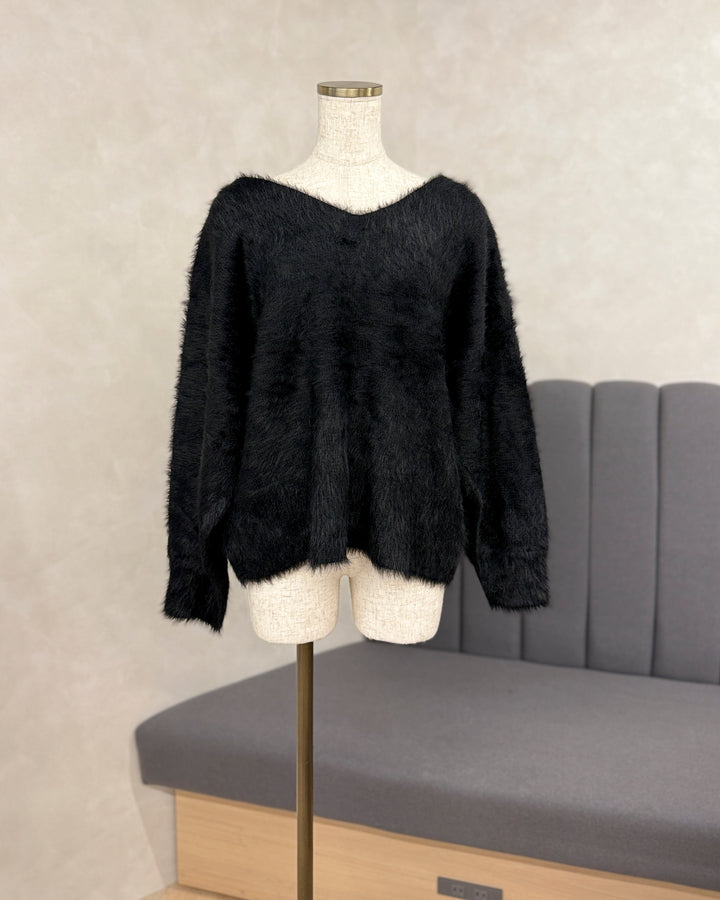 【※サンプル品】2-Way オフショルフェザーニット (BLACK)