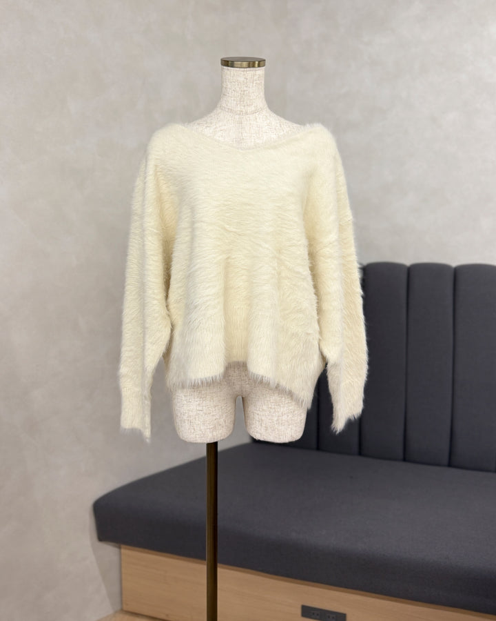 【※サンプル品】2-Way オフショルフェザーニット(IVORY)