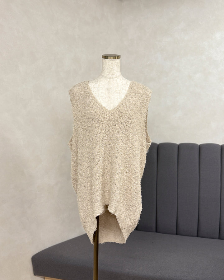【※サンプル品】深Vネック ループヤーンニットベスト (ECRU)