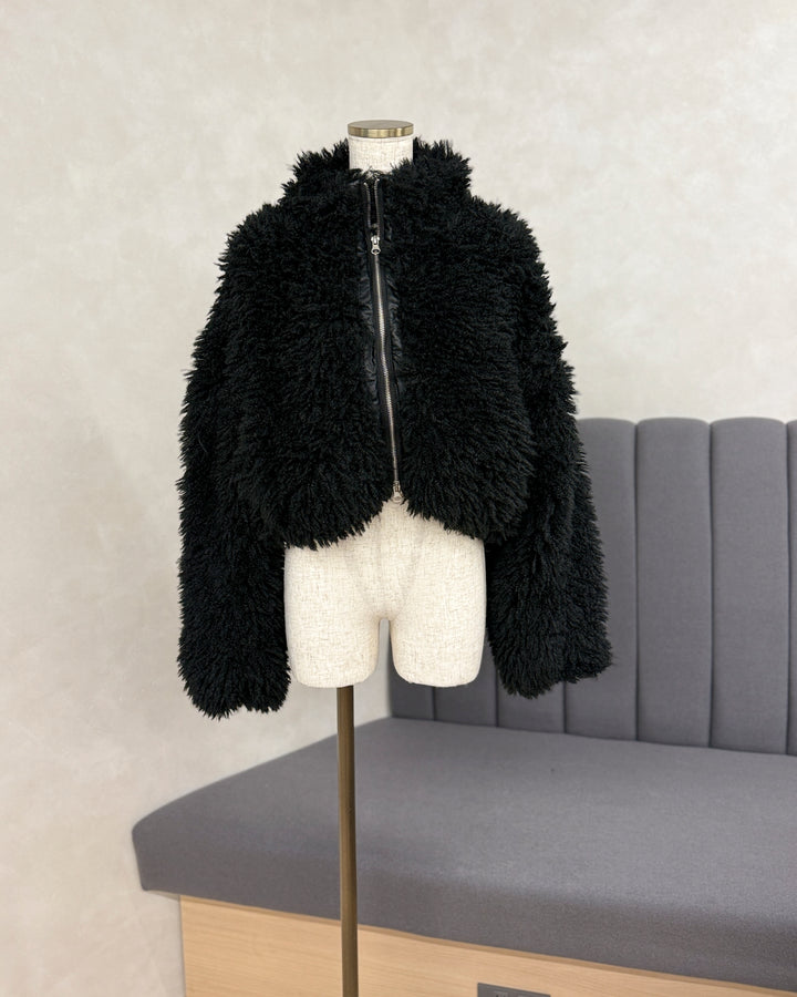 【※サンプル品】プードルボアZipショートコート (BLACK)