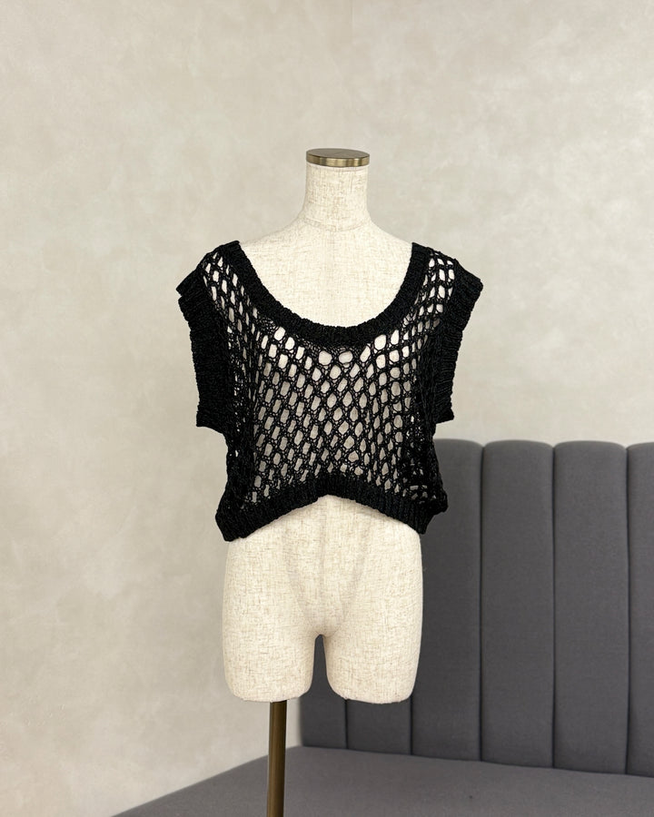 【※サンプル品】2-Way Uネックメッシュニットベスト (BLACK)