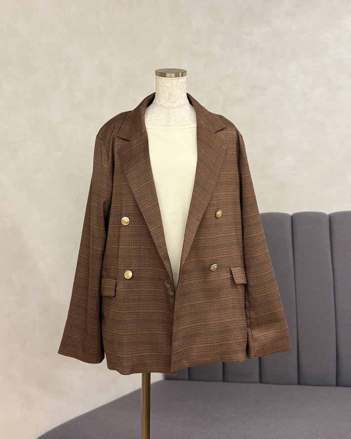 【※サンプル品】Effortless チェックジャケット (BROWN)