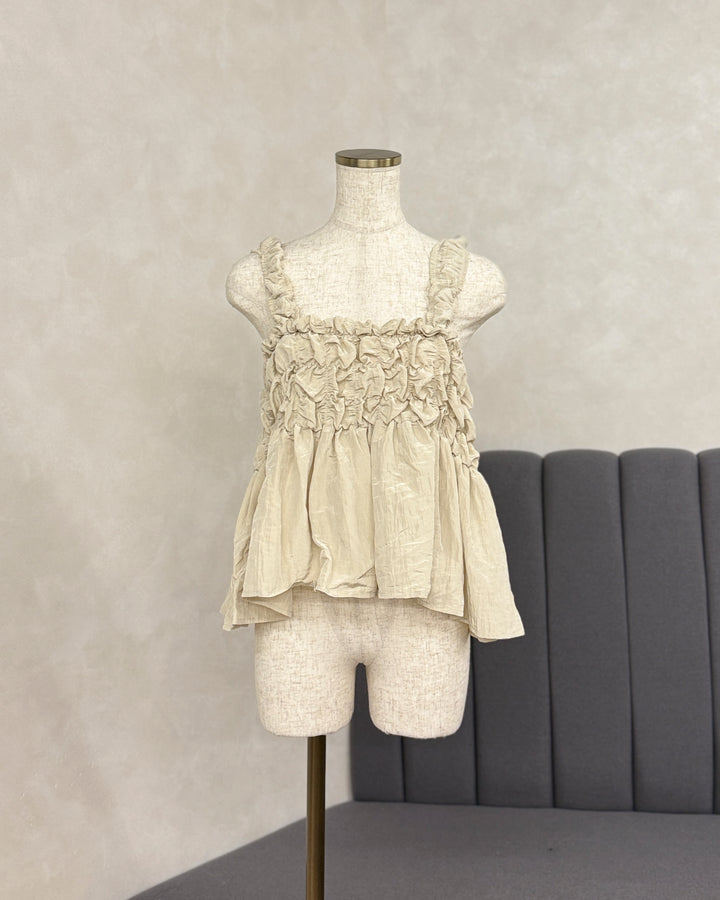 【※サンプル品】ワッシャータフタシャーリングキャミ (IVORY)