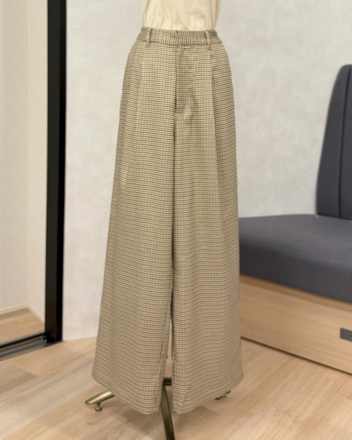 【※サンプル品】Effortless チェックタックパンツ (BEIGE)