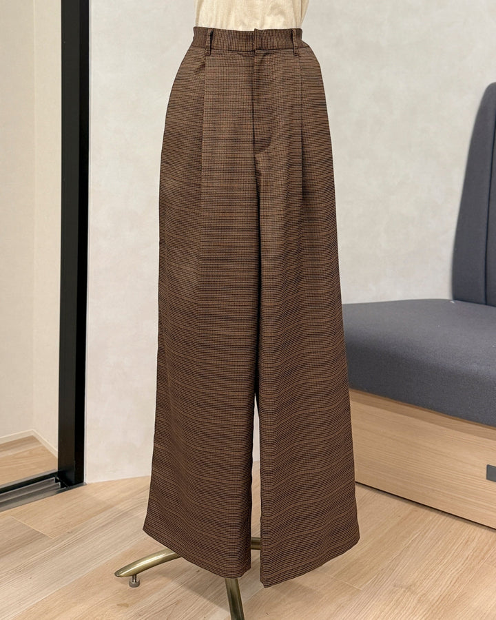 【※サンプル品】Effortless チェックタックパンツ (BROWN)