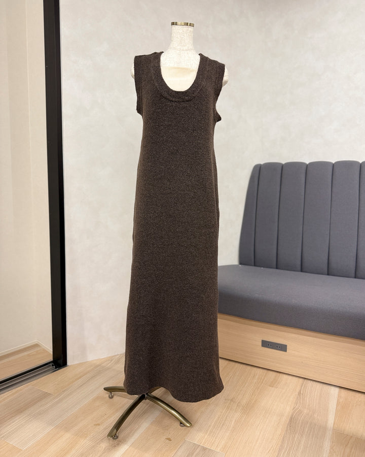 【※サンプル品】メランジKnitロングワンピース（BROWN）