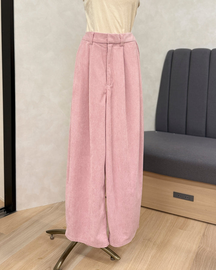 【※サンプル品】サイドタックコクーンコーデュロイパンツ (PINK）