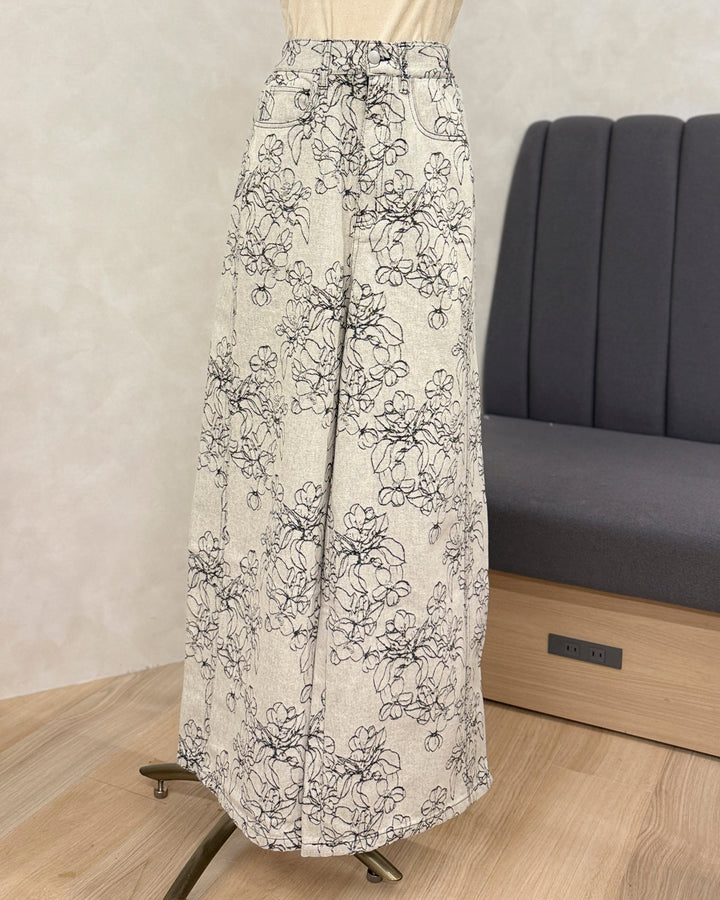 【※サンプル品】フラワージャガードデニム(IVORY)